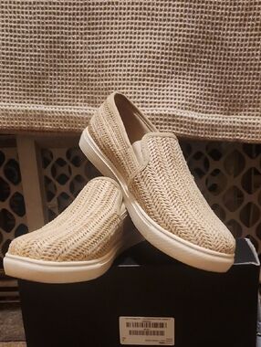 Jones New York Women's Woven Slip-On Flats in Natural Beige